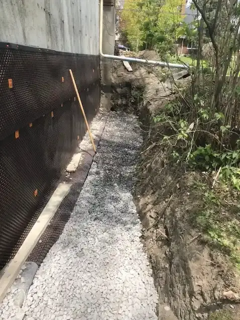 French drain project — completed stage